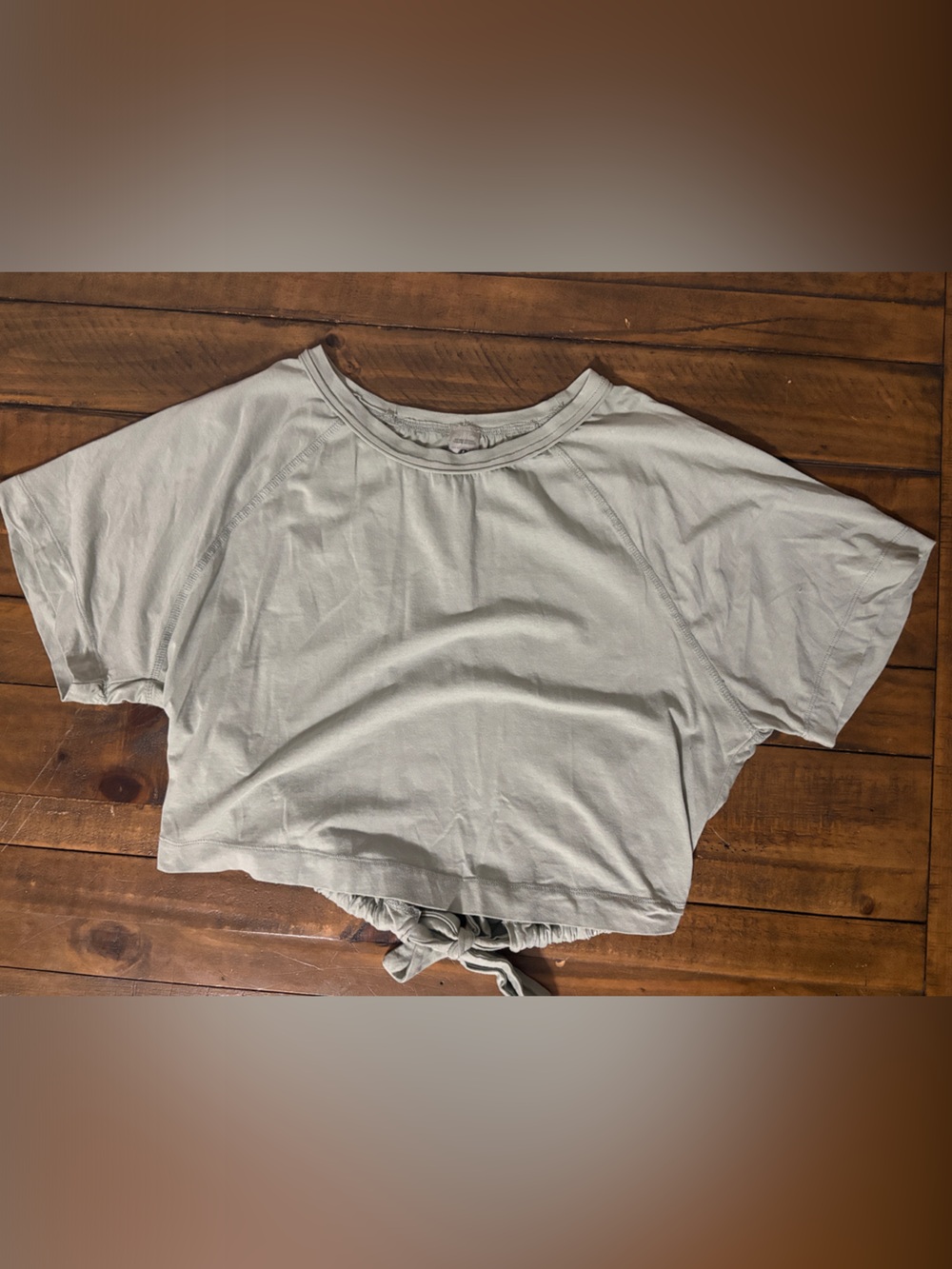Mono B Light Green Crop Tie-Front Top